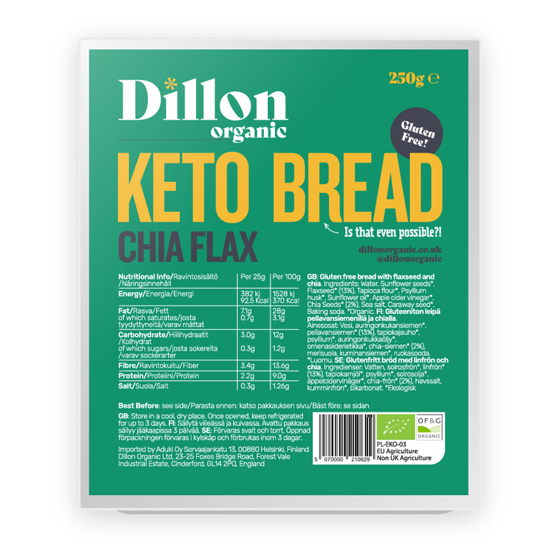 Chia Flax Keto Bread 250g – Dillon Organic